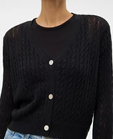 Vero Moda Women's Tara Button-Up Cable-Knit Cardigan Sweater