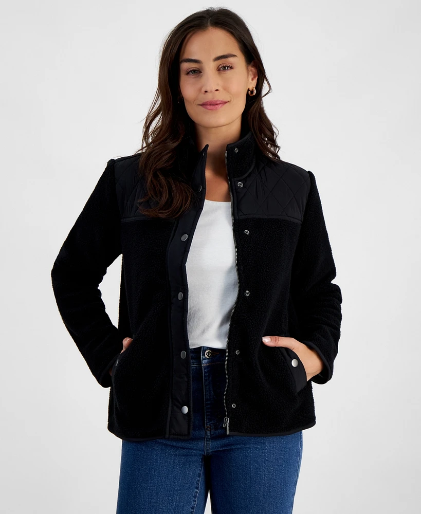 Style & Co Petite Cozy Snap Jacket, Created for Macy's