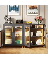 Tribesigns Buffet Cabinet with Acrylic Doors and Led Light for Living Room, Kitchen