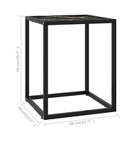 vidaXL Coffee Table Black with Black Marble Glass 15.7"x15.7"x19.7"