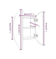 vidaXL Bathroom Cabinet with Round Mirror&Led Black 15.7"x15.7"x6.9"
