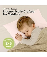 Buddy Toddler Pillow with Pillowcase, 10X18 Soft Organic Cotton Pillows for Sleeping, Kids