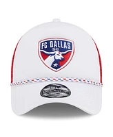 New Era Men's White/Red Fc Dallas Court Sport Foam A-Frame 9FORTY Adjustable Trucker Hat