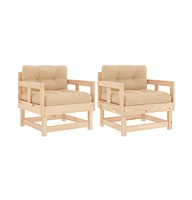 vidaXL Patio Chairs with Cushions 2 pcs Solid Wood Pine