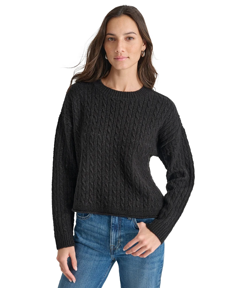 Dkny Jeans Women's Metallic Cable Knit Crewneck Sweater