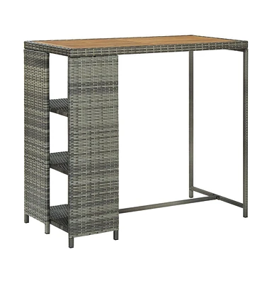 vidaXL Bar Table with Storage Rack Gray 47.2"x23.6"x43.3" Poly Rattan