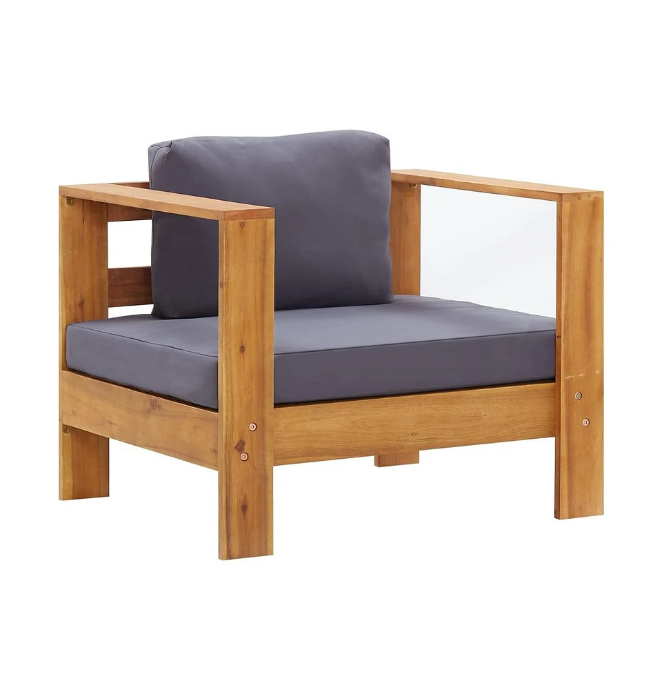 Patio Sofa Chair with Cushion Dark Gray Solid Acacia Wood