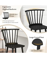 Costway Rubber Wood Windsor Dining Chairs Set of 2 with Spindle Back for Living Room