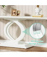 Tribesigns 59 Inches Console Table for Entryway, White Farmhouse Console Table for Living Room, Wood Sofa Table Behind Couch, Modern Narrow Long Foyer
