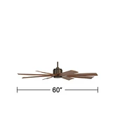 60" Defender Industrial Rustic Farmhouse Outdoor Ceiling Fan with Remote Control Oil Rubbed Bronze Hand-Painted Koa Damp Rated for Patio Exterior Hous