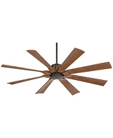 60" Defender Industrial Rustic Farmhouse Outdoor Ceiling Fan with Remote Control Oil Rubbed Bronze Hand-Painted Koa Damp Rated for Patio Exterior Hous