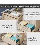 Tribesigns 2 Drawer Lateral File Cabinet, Office Filing Cabinet for A4 / Letter Size/Legal Files, Wood Storage Printer Stand Home Off