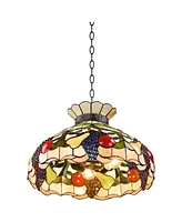 Robert Louis Tiffany Ripe Fruit Bronze Tiffany Style Pendant Chandelier Lighting 20" Wide Stained Glass Shade 3-Light Fixture for Dining Room House Fo