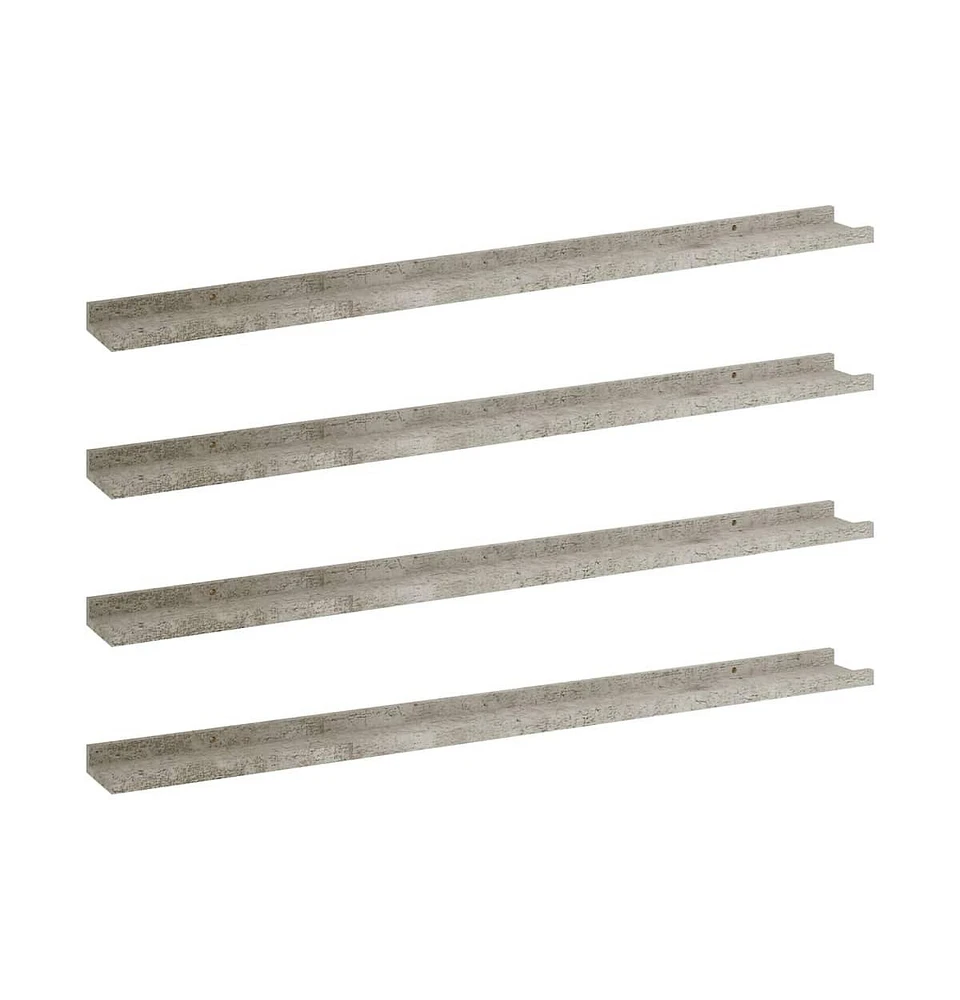 vidaXL Wall Shelves 4 pcs Concrete Gray 39.4"x3.5"x1.2"