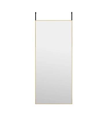 vidaXL Door Mirror Gold 15.7"x39.4" Glass and Aluminum