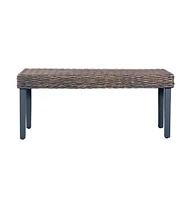 vidaXL Bench 43.3" Natural Kubu Rattan and Solid Mango Wood