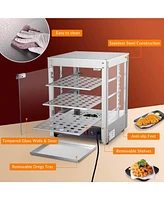 Yescom WeChef 15" Commercial Countertop Food 3-Tier Pizza Warmer with Led Adjustable Lighting Food Heater Display Case Stainless Steel for Buffet Rest