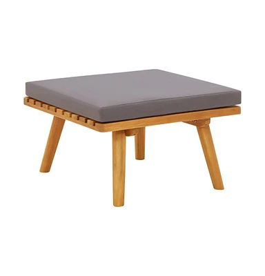 Patio Footstool with Cushion 23.6"x23.6"x11.4" Solid Acacia Wood