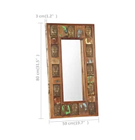 vidaXL Mirror with Buddha Cladding 19.7"x31.5" Solid Reclaimed Wood