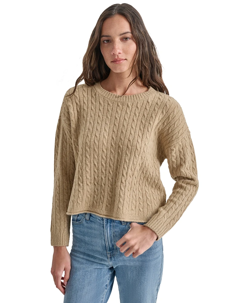 Dkny Jeans Petite Crewneck Cable-Knit Sweater