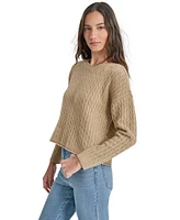 Dkny Jeans Petite Crewneck Cable-Knit Sweater