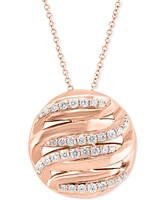 Effy Diamond Swirl Openwork Circle 18" Pendant Necklace (5/8 ct. t.w.) in 14k Rose Gold