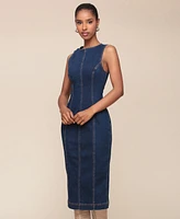 Avec Les Filles Women's Sleeveless Denim Midi Dress