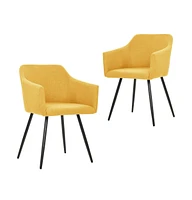 vidaXL Dining Chairs 2 pcs Yellow Fabric