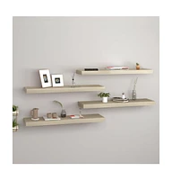 vidaXL Floating Wall Shelves 4 pcs Oak 31.5"x9.3"x1.5" Mdf