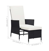 vidaXL Reclining Patio Chair with Cushions Poly Rattan Black