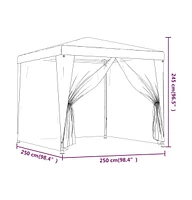 vidaXL Party Tent with 4 Mesh Sidewalls 8.2'x8.2' Hdpe