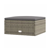 vidaXL Patio Footstool with Cushion Poly Rattan