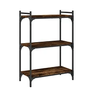 vidaXL Bookcase 3-Tier Smoked Oak 23.6"x11.8"x33.9" Engineered Wood