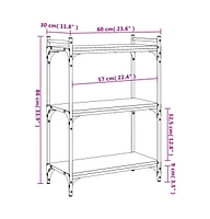 vidaXL Bookcase 3-Tier Smoked Oak 23.6"x11.8"x33.9" Engineered Wood