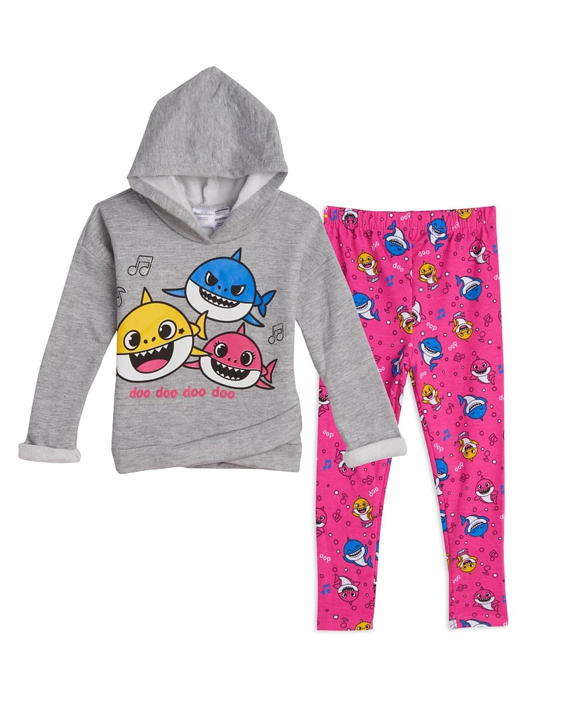 Pinkfong Baby Shark Girls Pullover Fleece Hoodie and Leggings Outfit Set Infant to Toddler