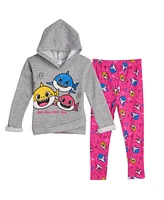 Pinkfong Baby Shark Girls Pullover Fleece Hoodie and Leggings Outfit Set Infant to Toddler