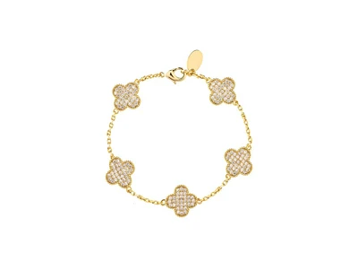 Rivka Friedman Pave Clover Station Bracelet