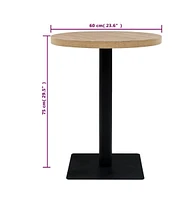 vidaXL Bistro Table Mdf and Steel Round 23.6"x29.5" Oak Color