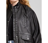 And Now This Trendy Plus Faux-Leather Bomber Jacket, Created for Macy's