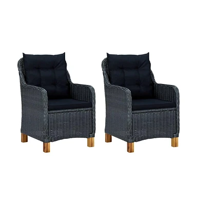 vidaXL Patio Chairs with Cushions 2 pcs Poly Rattan Dark Gray