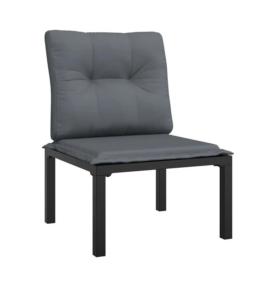 vidaXL Patio Chair with Cushions Black and Gray Poly Rattan