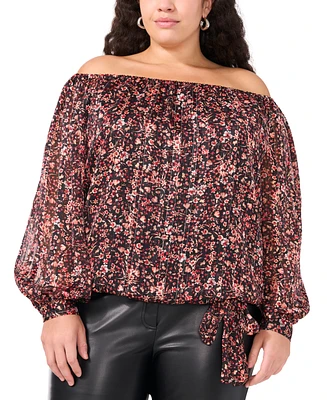 Vince Camuto Plus Size Floral Off-The-Shoulder Top