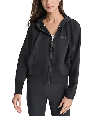 Dkny Women's Performance Zip-Front Logo Hoodie