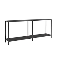 vidaXL Console Table Black 70.9"x13.8"x29.7" Tempered Glass