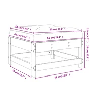 vidaXL Patio Footstool with Cushion Solid Wood Pine