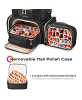 Byootique Double Layer Nail Polish Case Storage Organizer With 2 Removable Bags