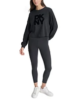 Dkny Women's Cotton Flocked-Logo Long-Sleeve Top