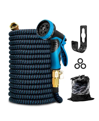 Kotto 25' Expandable Water Garden Hose: 10 Spray Nozzles, Solid Brass Connector, Leak-Proof Design