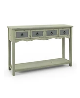 Sugift 48 Inch Farmhouse Console Table with 2 Drawers and Open Storage Shelf for Hallway