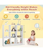 Sugift Modern 9-Cube Bookcase with 2 Anti-Tipping Kits for Books Toys Ornaments-White
